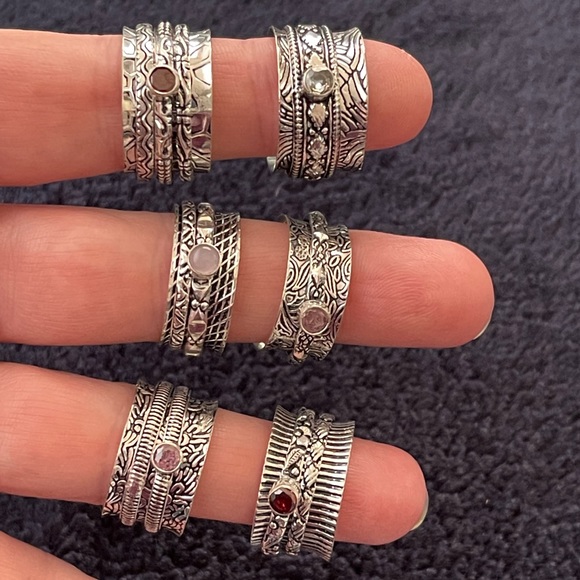 Silver meditation spinner rings with Gemstones - Picture 1 of 10